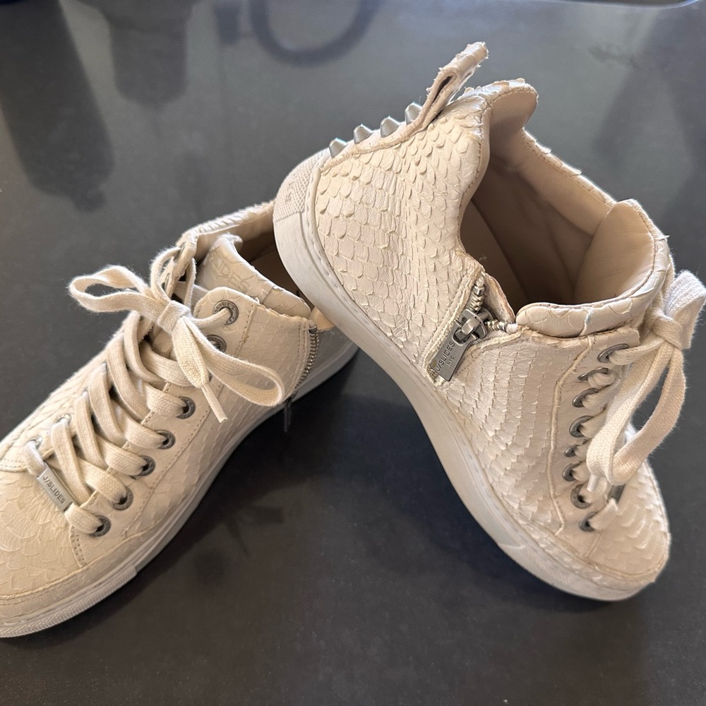 J Slides Cream High-Top Sneakers